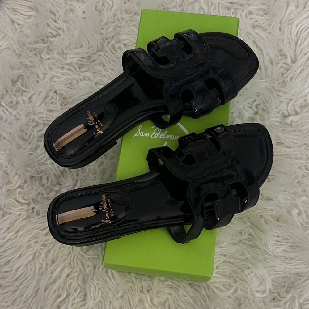 Sam Edelman Glossy Black Slide Sandals